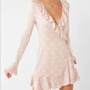 Urban outfitters pink polka dot wrap dress